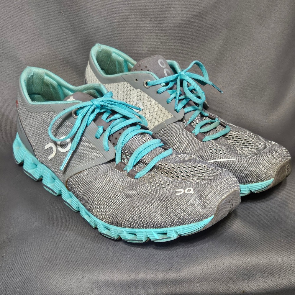 On Running Cloudflow Womens 9 Grey Teal Athletic Road Running Shoes Swiss Design